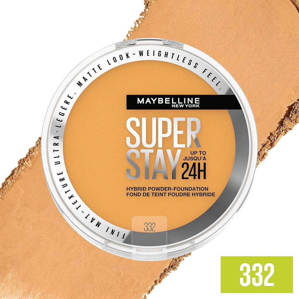 Maybelline New York Super Stay 24 Hour Hybrid Powder Foundation, Waterproof, Vegan, Mattifying